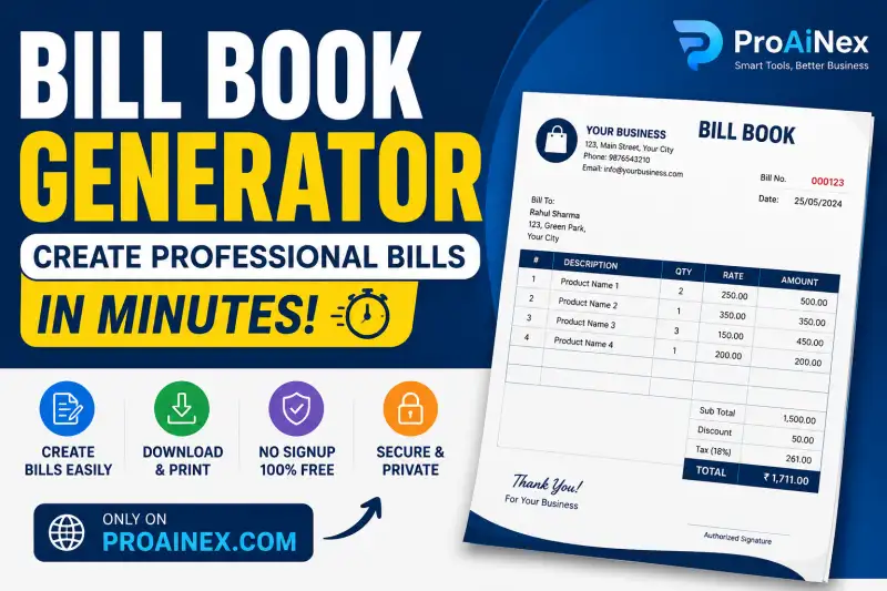 Bill Book Generator Online Free – Create Professional Bills Easily with ProAiNex
