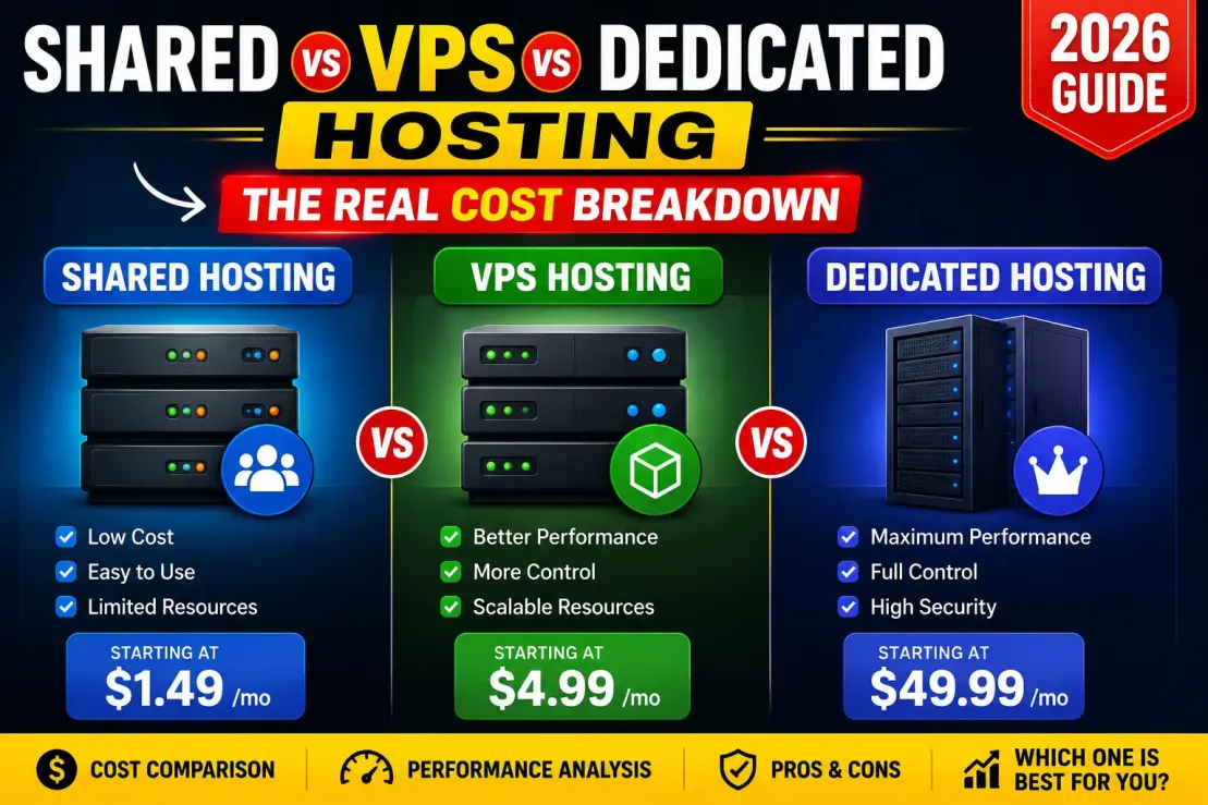 Shared vs VPS vs Dedicated Hosting: The Real Cost Breakdown Most Website Owners Discover Too Late
