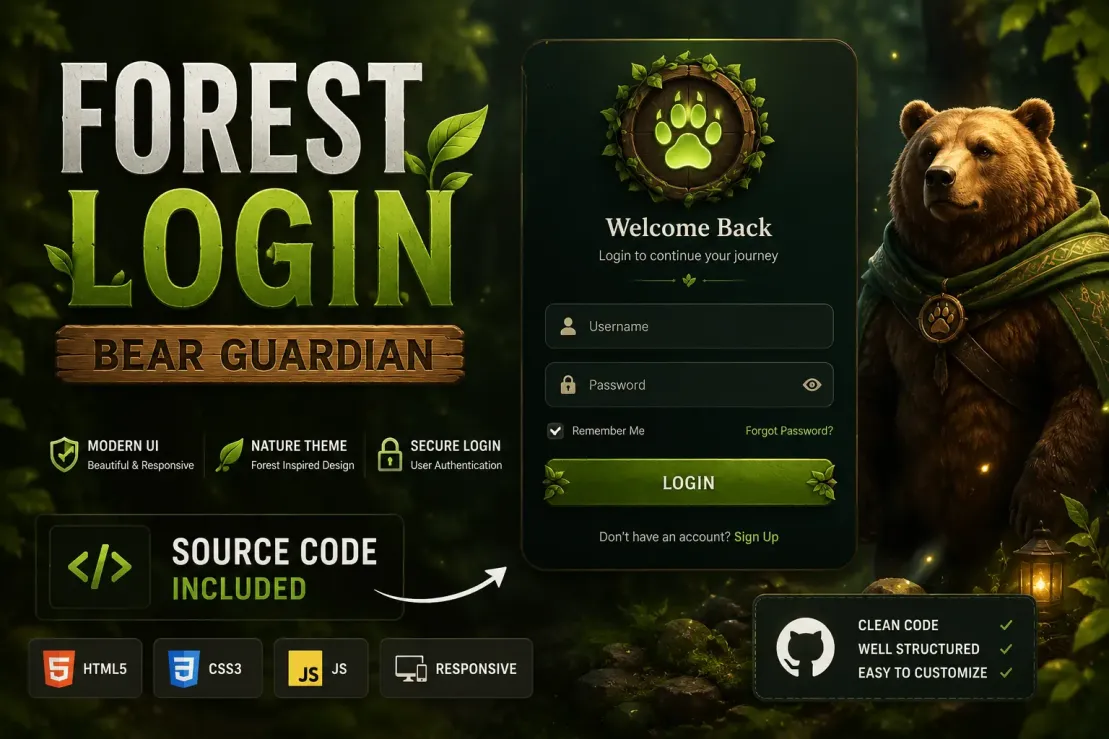 🐻 Forest Guardian Login - Interactive Bear Animation