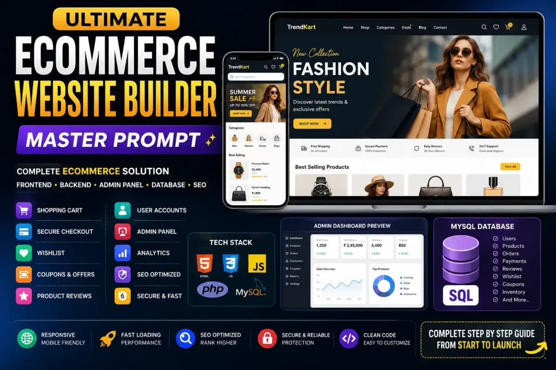 Ecommerce Website Builder & Full Stack Development Master Prompt