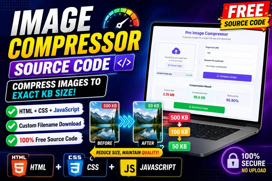 Image Compressor with Target KB & Custom Filename – Source Code